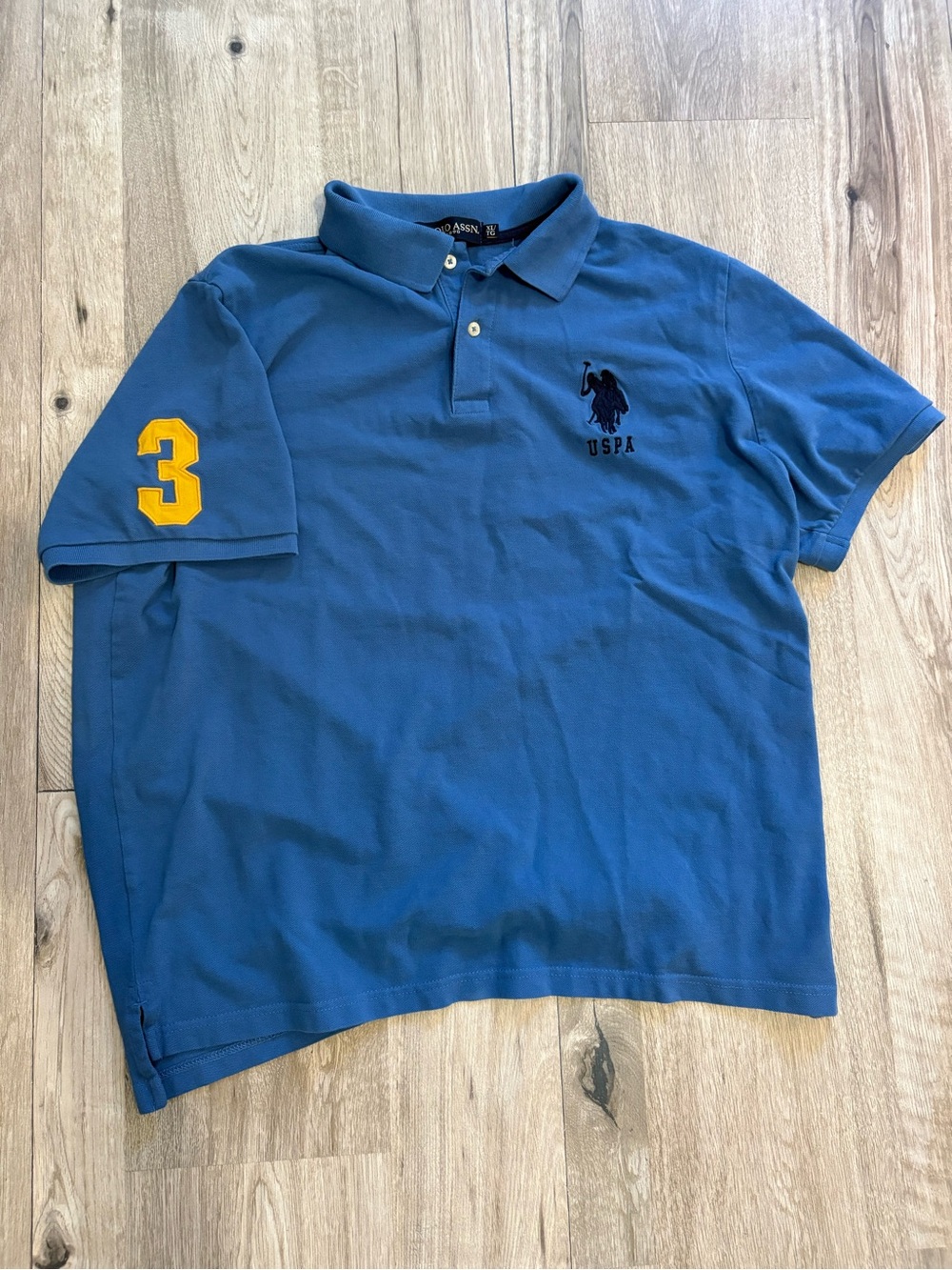 U.S. Polo Assn. Men’s blue short sleeve polo with number 3